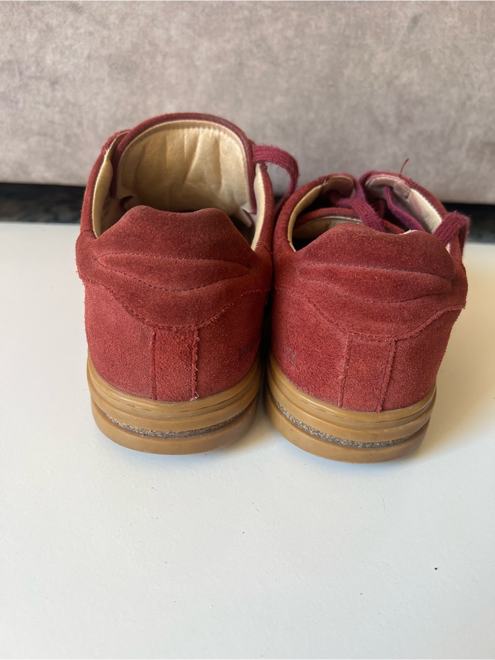 Birkenstock Burgundy Suede Sneakers with Gum Sole - Picture 5 of 7